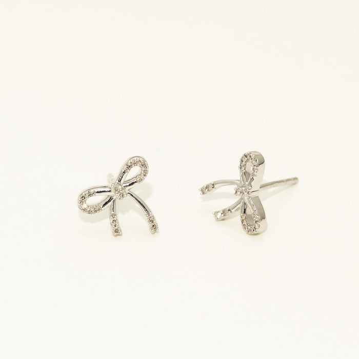 Bow Earrings in Sterling Silver with Diamonds (1/10ct tw)