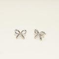 Bow Earrings in Sterling Silver with Diamonds