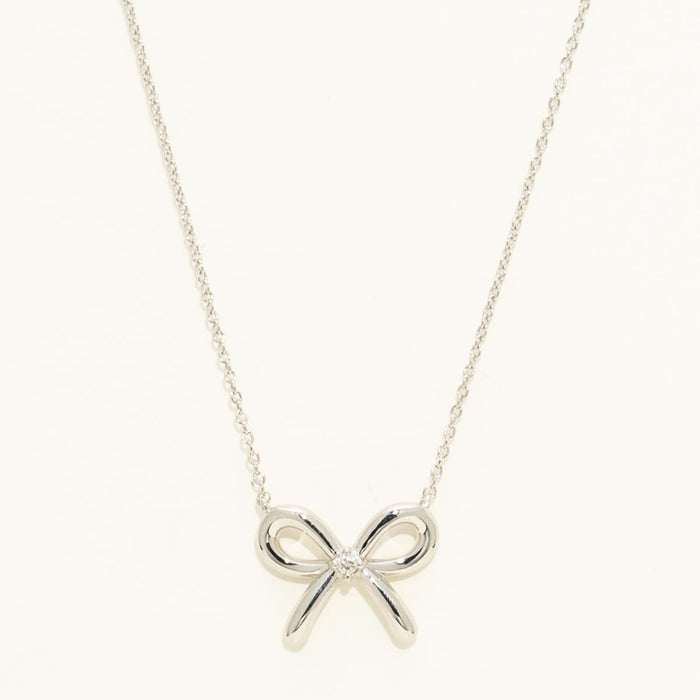 Bow Necklace in Sterling Silver with Diamonds