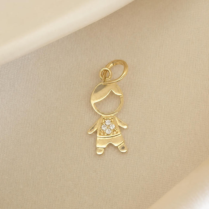 Boy Pendant with Cubic Zirconia in 18K Gold