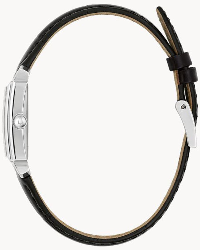 Bulova Sutton Womens Watch with Mother of Pearl Dial and Black Leather Strap (21mm and quartz movement)