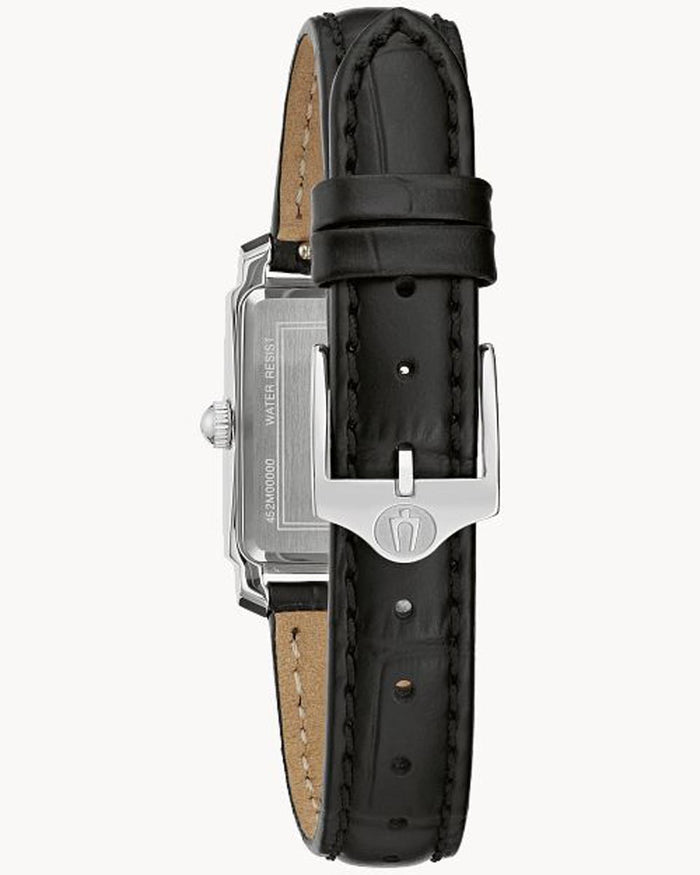 Bulova Sutton Womens Watch with Mother of Pearl Dial and Black Leather Strap (21mm and quartz movement)
