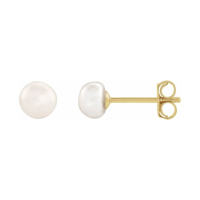 Button Pearl Stud Earrings