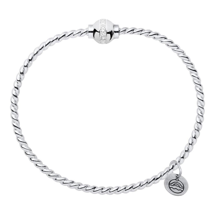 Cape Cod Cubic Zirconia Twist Bangle Bracelet in Sterling Silver