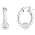 Cape Cod Single Bead Hoop Earrings in Sterling Silver (20mm)