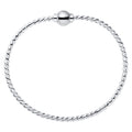 Cape Cod Single Bead Twist Bangle Bracelet in Sterling Silver (7 inches)
