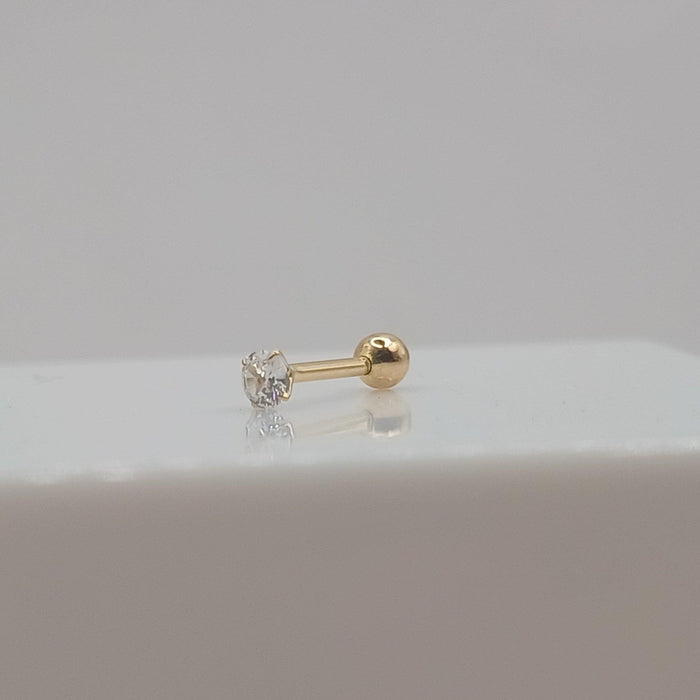 Cartilage Piercing with Cubic Zirconia in 18K Gold