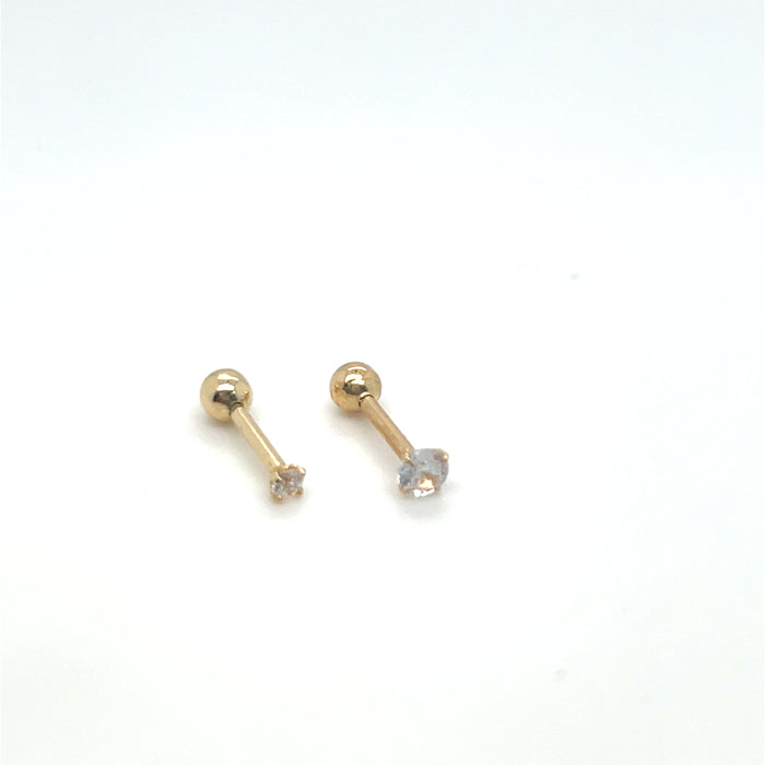 Cartilage Piercing with Cubic Zirconia in 18K Gold
