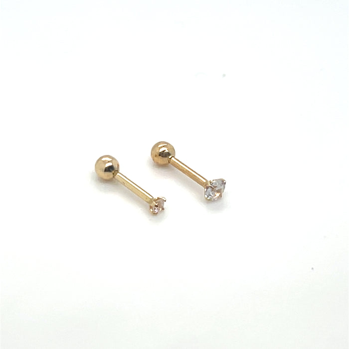 Cartilage Piercing with Cubic Zirconia in 18K Gold