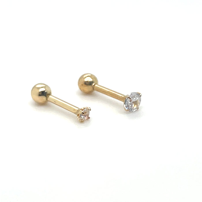 Cartilage Piercing with Cubic Zirconia in 18K Gold