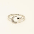 Celestial Moon and Heart Ring in Sterling Silver with Diamonds (.03ct tw)