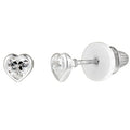 Children April Cubic Zirconia Birthstone Heart Stud Earrings in Sterling Silver