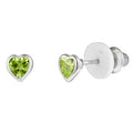 Children August Cubic Zirconia Birthstone Heart Stud Earrings in Sterling Silver