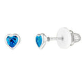 Children December Cubic Zirconia Birthstone Heart Stud Earrings in Sterling Silver