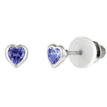 Children June Cubic Zirconia Birthstone Heart Stud Earrings in Sterling Silver