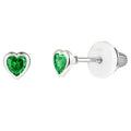 Children May Cubic Zirconia Birthstone Heart Stud Earrings in Sterling Silver