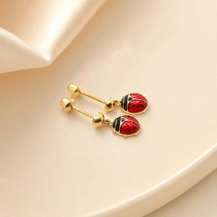 Children’s Ladybug Earrings in 18K Gold