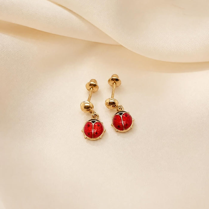 Children’s Ladybug Earrings in 18K Gold