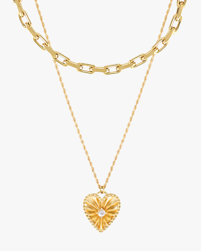 Chunky Heart Necklace Bundle (Gold)