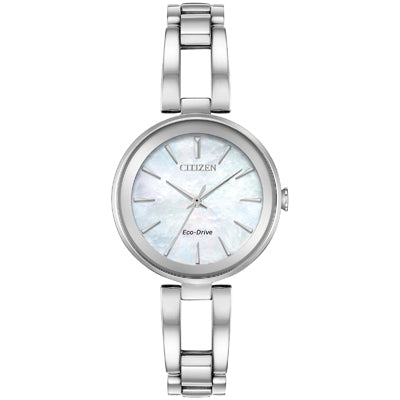 Citizen Axiom Watch with Mother of Pearl Dial and Stainless Steel Bracelet (28mm and eco drive movement)