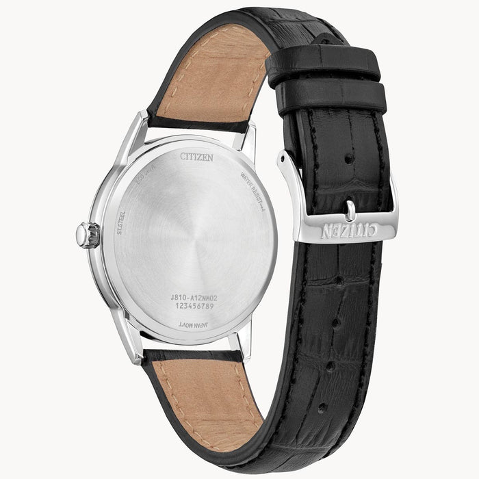 Citizen Classic Mens Watch with Blue Dial and Black Leather Strap (eco drive movement)