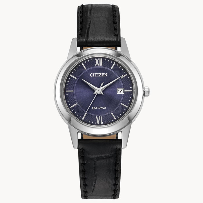 Citizen Classic Watch with Blue Dial and Black Leather Strap (30mm and eco drive movement)