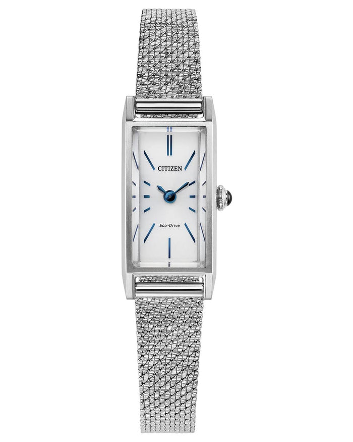 Citizen Fio Watch with White Dial and Stainless Steel Bracelet (14x31mm and eco drive movement)