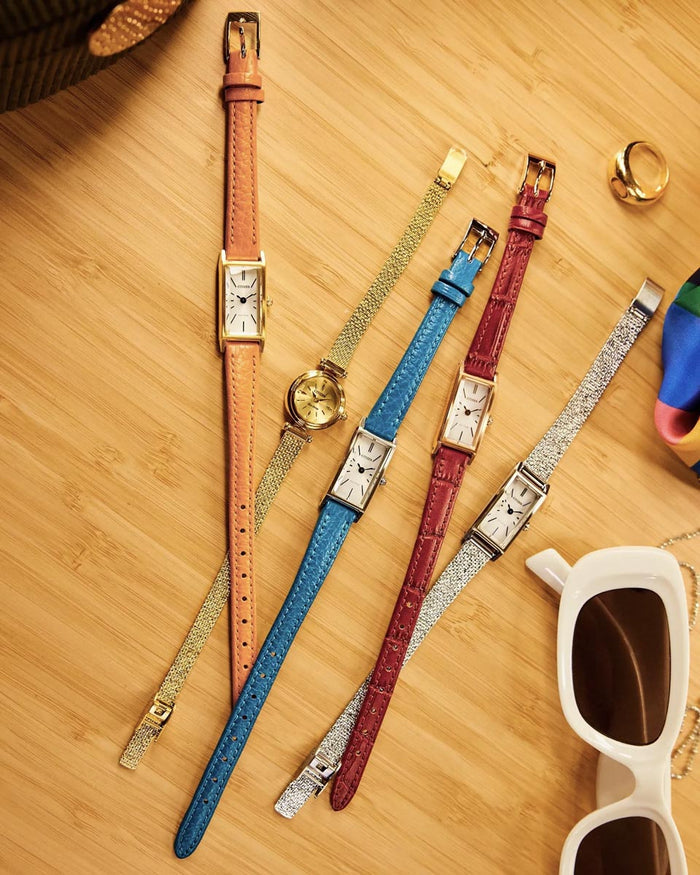 Citizen Fio Watch with White Dial and Teal Leather Strap (14x31mm and eco drive movement)