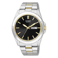 Citizen Mens Watch with Black Dial and Stainless Steel and Yellow Gold Toned Bracelet (quartz movement)