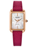 Citizen Watch with Mother of Pearl Dial and Pink Leather Strap (23.5mm and eco drive movement)