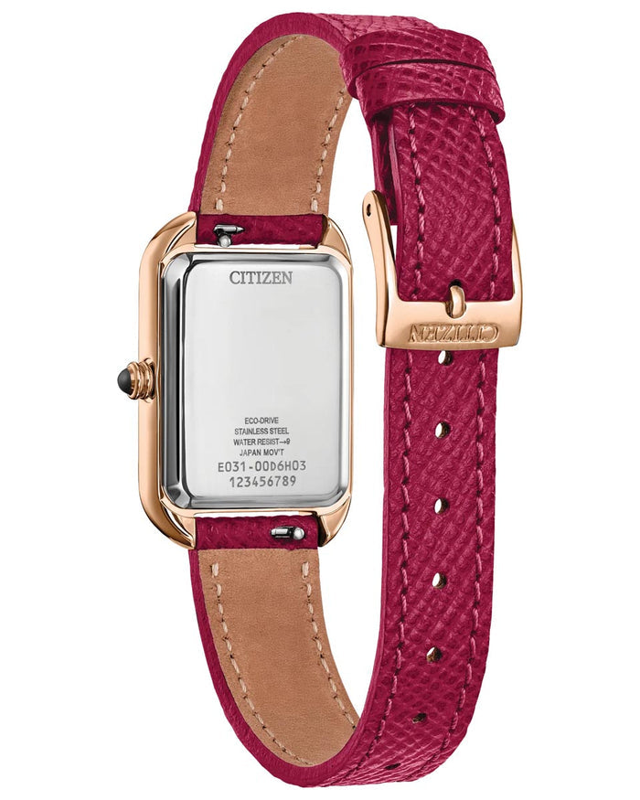 Citizen Watch with Mother of Pearl Dial and Pink Leather Strap (23.5mm and eco drive movement)