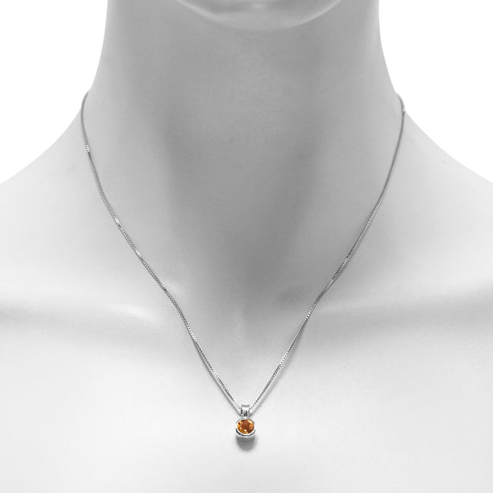 Citrine Bezel Necklace in Sterling Silver
