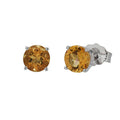 Citrine Stud Earrings in 14kt White Gold (5mm)