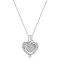 Clearance Silver 925 Clear CZ Rhodium Plated Double Heart Pendant Necklace - BGP00071CLR