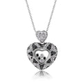 Clearance Silver 925 Floating Clear CZ Black Rhodium Plated Heart Necklace - BGP00006