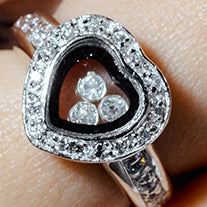 Clearance - Silver 925 Rhodium Plated Black Outlined Heart CZ Ring - STR00002