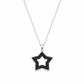 Clearance- Rhodium Plated 925 Silver Open Star Micro Pave Black CZ Pendant - ACP00027BLK