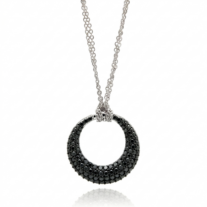 Clearance-Plated 925 Sterling Silver CZ Circle Pendant Necklace - STP00631