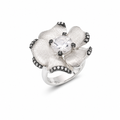 Clearance-Rhodium and Black Rhodium Plated 925 Silver CZ Flower Ring - STR00854