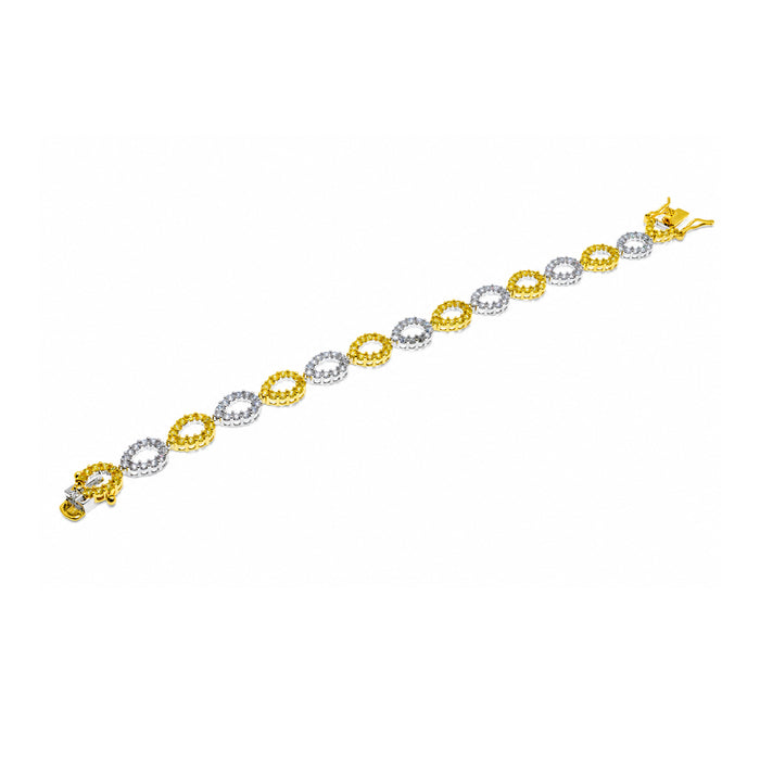 Clearance-Rhodium & Gold Plated 925 Silver CZ Tear Drop Bracelet- BGB00012