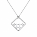 Clearance-Rhodium Plated 925 Silver Diamond Shaped Multi CZ Pendant Necklace - BGP00099