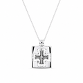 Clearance-Rhodium Plated 925 Sterling Silver Cut Out Dangle Cross Pendant Necklace - STP00775