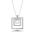 Clearance-Rhodium Plated 925 Sterling Silver Multi Square CZ Pendant Necklace - STP00082