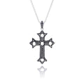 Closeout-Silver 925 Black Rhodium Plated Cross CZ Necklace - BGP00305 | Silver Palace Inc.