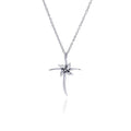 Closeout-Silver 925 Clear CZ Rhodium Plated Cross Pendant Necklace - BGP00077 | Silver Palace Inc.