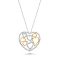 Clearance-Silver 925 Clear CZ Rhodium Plated Multi Heart Pendant Necklace - BGP00098