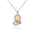 Silver 925 Gold and Rhodium Four Toned Sideways Double Heart CZ Necklace - BGP00198 | Silver Palace Inc.