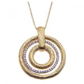 Closeout-Silver 925 Gold Plated Clear CZ Triple Circle Pendant Necklace - STP00923 | Silver Palace Inc.