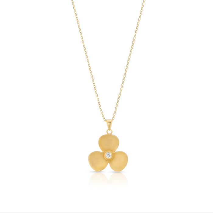 Clearance-Silver 925 Gold Plated Flower CZ Hook Earring and Necklace Set - STS00243GP