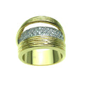 Clearance-Silver 925 Rhodium and Gold Plated Pave Set Clear CZ Ring - BGR00178
